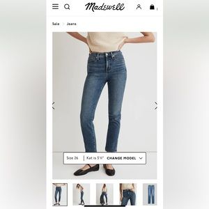 NWOT Madewell Stovepipe Jeans size 24, in Vitner wash